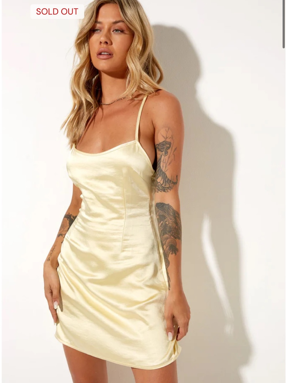 Motel Rocks Small Batsy Mini Dress Butter Yellow